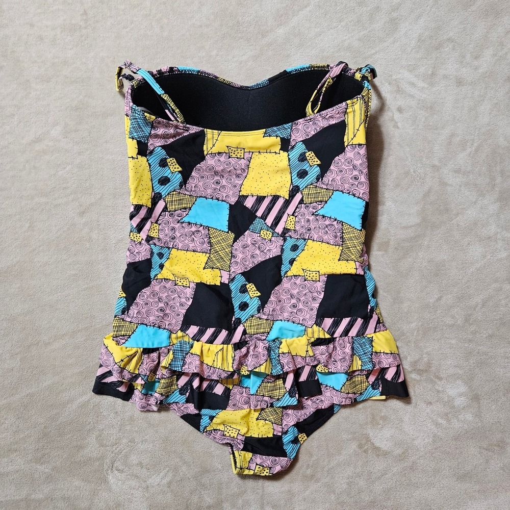 Disney Nightmare Before Christmas Sally Patchwork Skirted Swimsuit XL - Picture 2 of 4